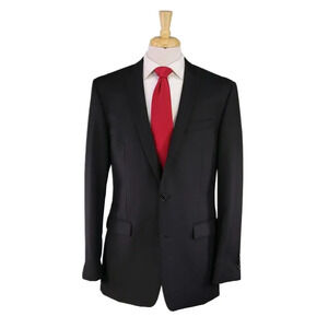 Tallia Solid Black 2-Btn Wool Modern Fit Suit 42L Pants 34 Waist